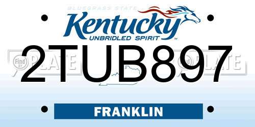 2TUB897 Kentucky License Plate