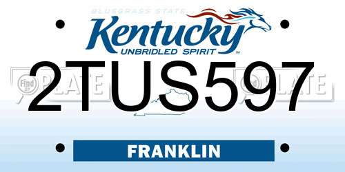 2TUS597 Kentucky License Plate