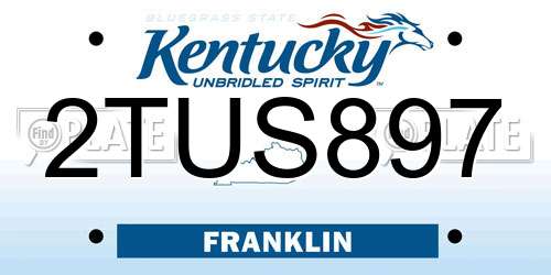 2TUS897 Kentucky License Plate
