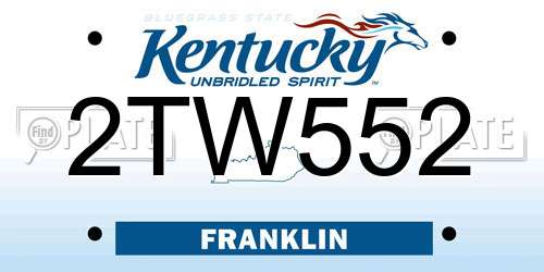 2TW552 Kentucky License Plate