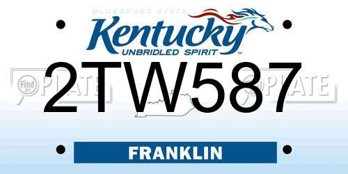 2TW587 Kentucky License Plate