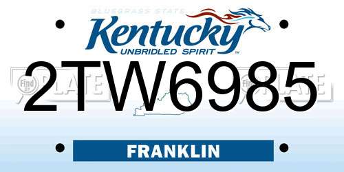 2TW6985 Kentucky License Plate