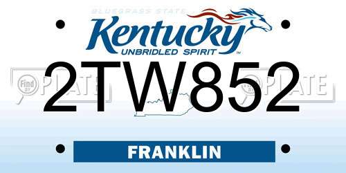 2TW852 Kentucky License Plate
