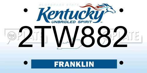 2TW882 Kentucky License Plate