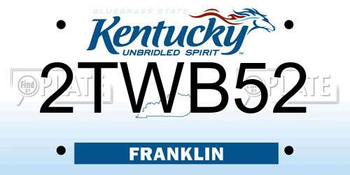 2TWB52 Kentucky License Plate