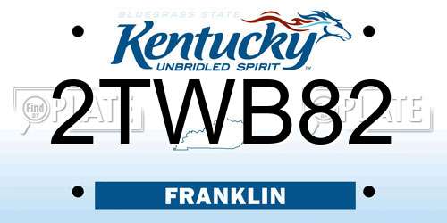 2TWB82 Kentucky License Plate