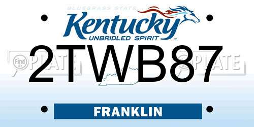 2TWB87 Kentucky License Plate