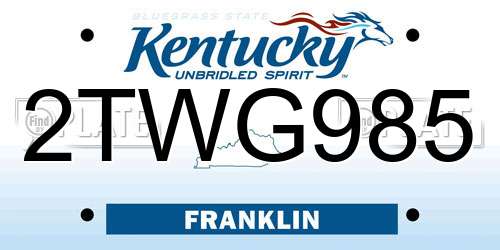 2TWG985 Kentucky License Plate