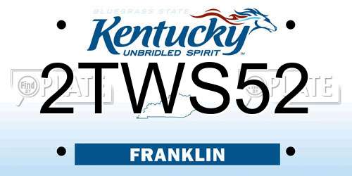 2TWS52 Kentucky License Plate