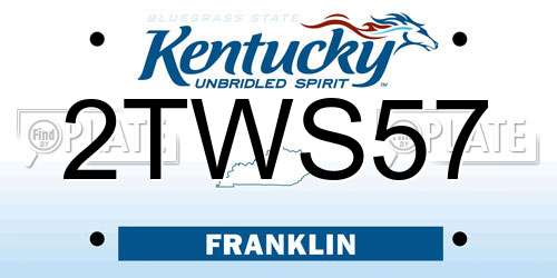 2TWS57 Kentucky License Plate