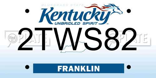 2TWS82 Kentucky License Plate