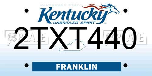 2TXT440 Kentucky License Plate