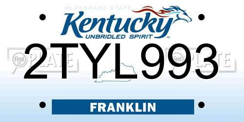 2TYL993 Kentucky License Plate