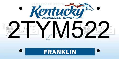 2TYM522 Kentucky License Plate