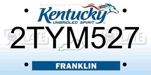 2TYM527 Kentucky License Plate