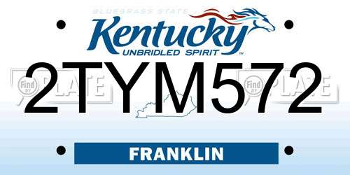 2TYM572 Kentucky License Plate