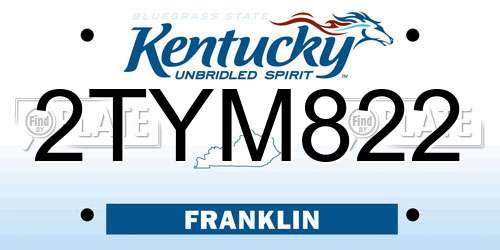 2TYM822 Kentucky License Plate