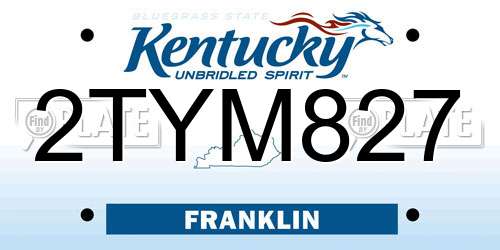 2TYM827 Kentucky License Plate