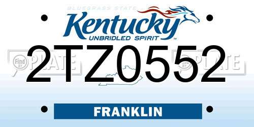 2TZ0552 Kentucky License Plate