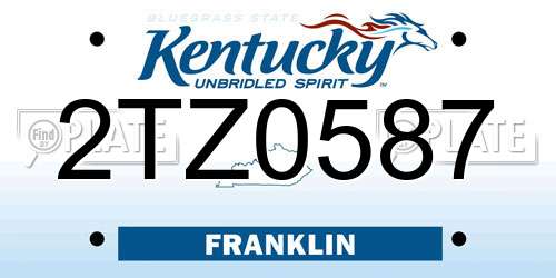 2TZ0587 Kentucky License Plate