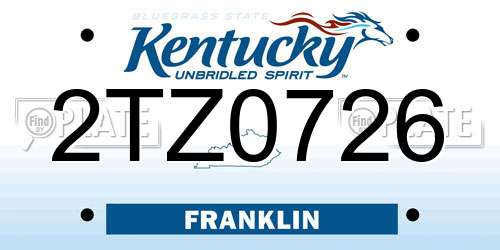 2TZ0726 Kentucky License Plate
