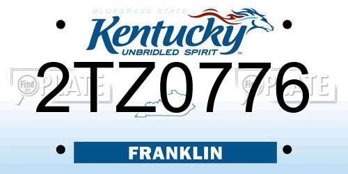 2TZ0776 Kentucky License Plate