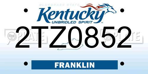 2TZ0852 Kentucky License Plate