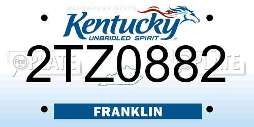 2TZ0882 Kentucky License Plate