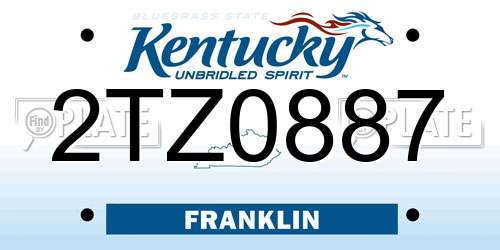 2TZ0887 Kentucky License Plate