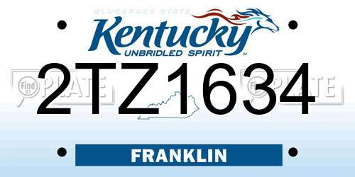 2TZ1634 Kentucky License Plate