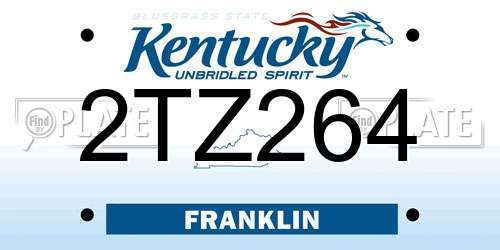 2TZ264 Kentucky License Plate