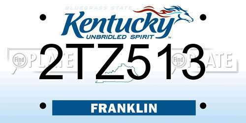 2TZ513 Kentucky License Plate