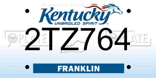 2TZ764 Kentucky License Plate