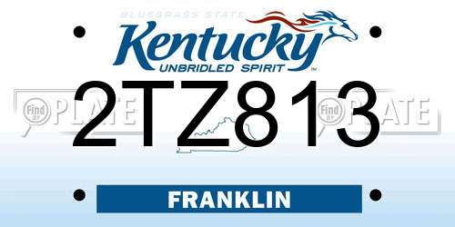 2TZ813 Kentucky License Plate