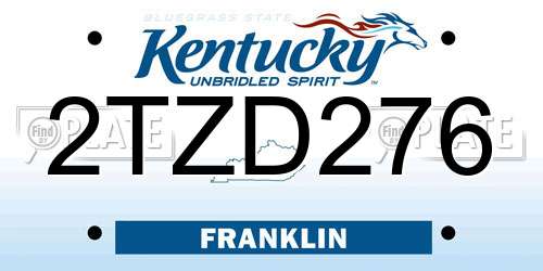 2TZD276 Kentucky License Plate