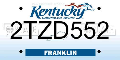 2TZD552 Kentucky License Plate