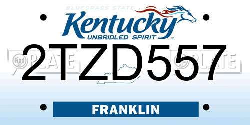 2TZD557 Kentucky License Plate