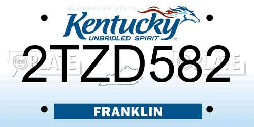 2TZD582 Kentucky License Plate