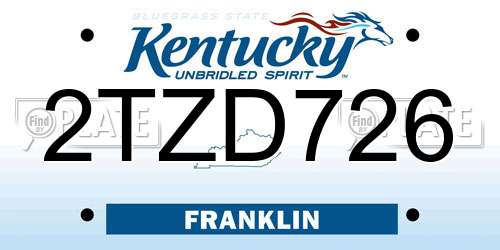 2TZD726 Kentucky License Plate