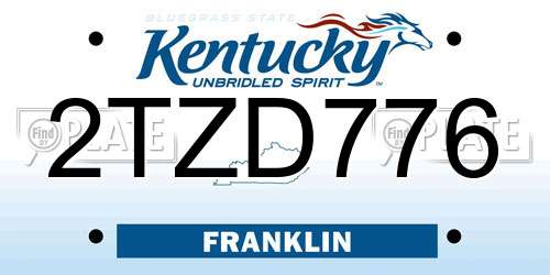 2TZD776 Kentucky License Plate