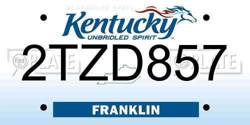 2TZD857 Kentucky License Plate