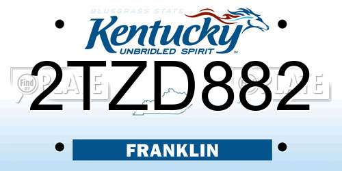 2TZD882 Kentucky License Plate