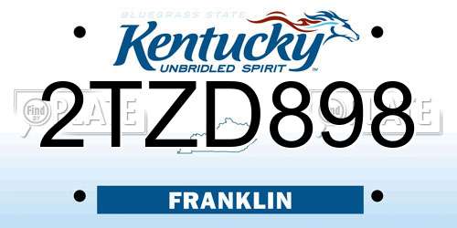 2TZD898 Kentucky License Plate