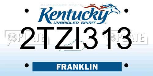 2TZI313 Kentucky License Plate