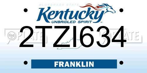 2TZI634 Kentucky License Plate
