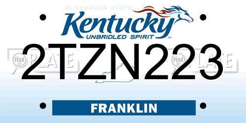 2TZN223 Kentucky License Plate