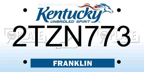 2TZN773 Kentucky License Plate