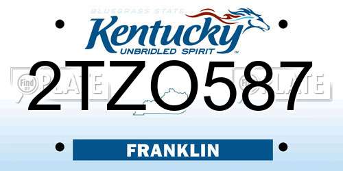 2TZO587 Kentucky License Plate