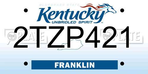 2TZP421 Kentucky License Plate