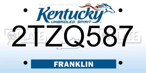 2TZQ587 Kentucky License Plate